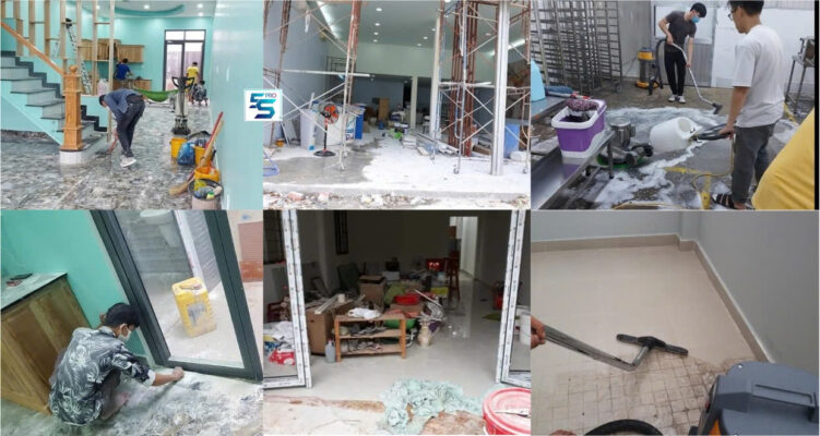 Hình ảnh thực tế: Vệ sinh nhà ở sau xây dựng. sau cải tạo.